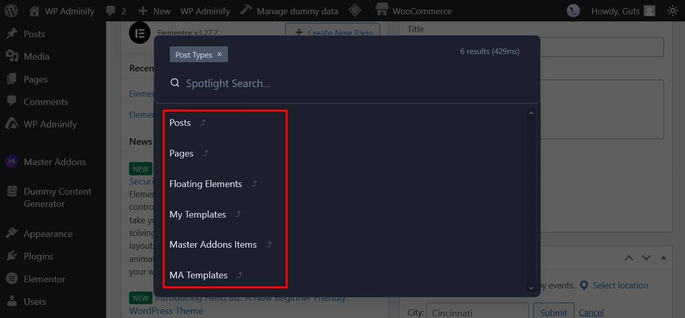Post and page search