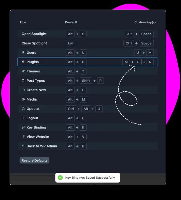 Custom shortcut for WP Spotlight