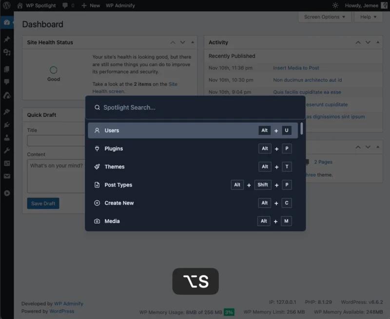 Open spotlight using alt s command