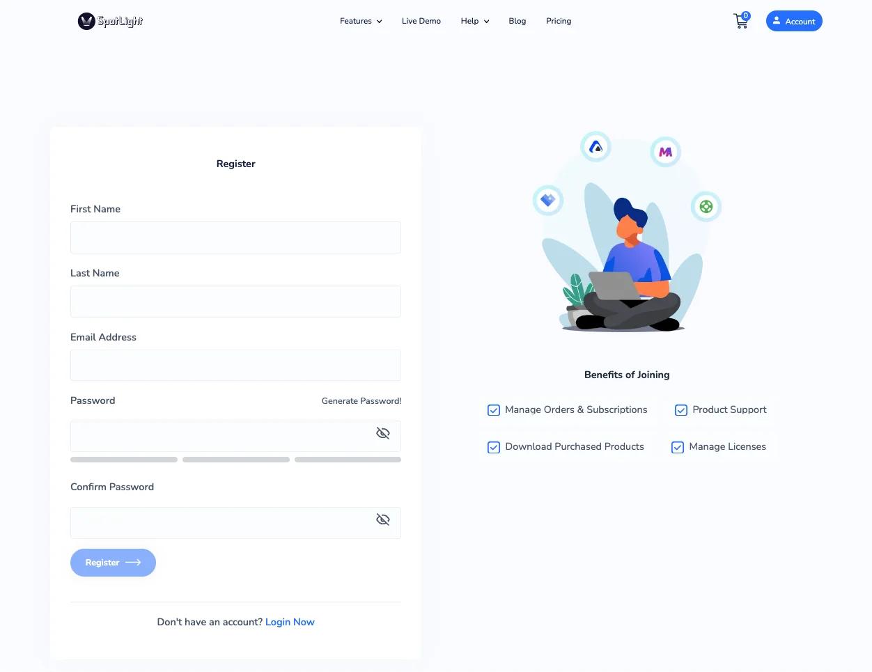 Register on WP Spotlight website