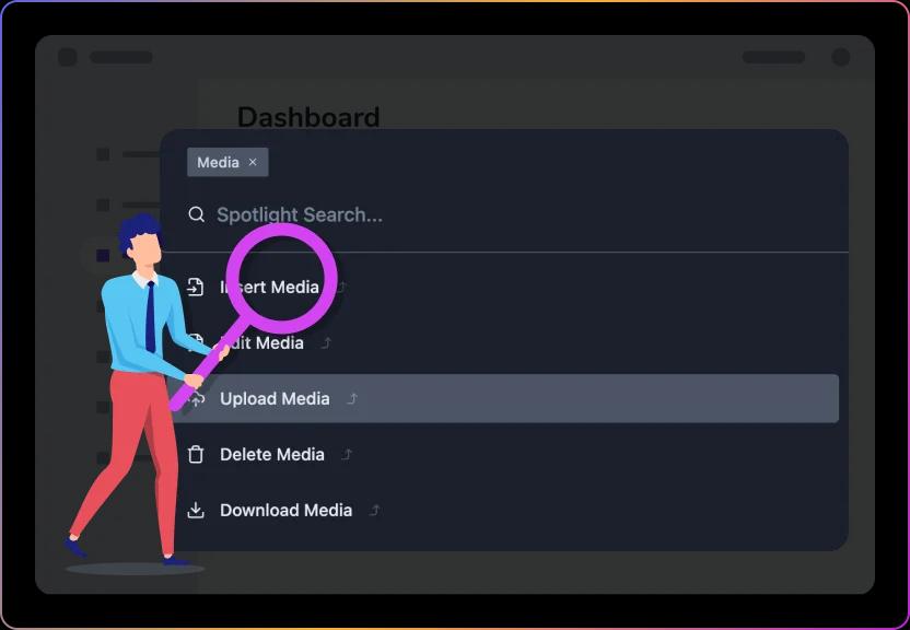 Media actions in WP Spotlight