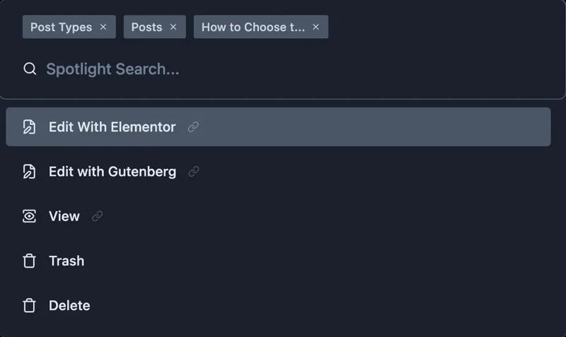 Edit with Elementor using WP Spotlight