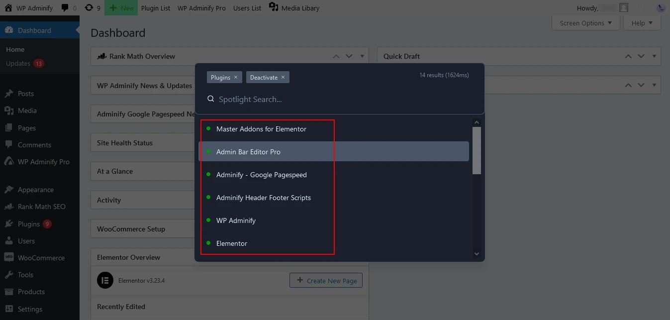 activated plugins list
